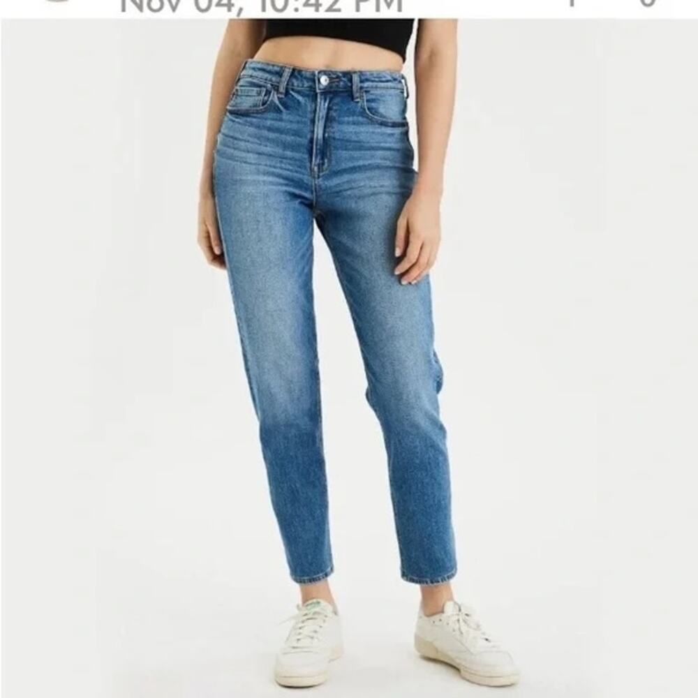 American Eagle High Rise Tapered Straight Mom Jeans Blue 10